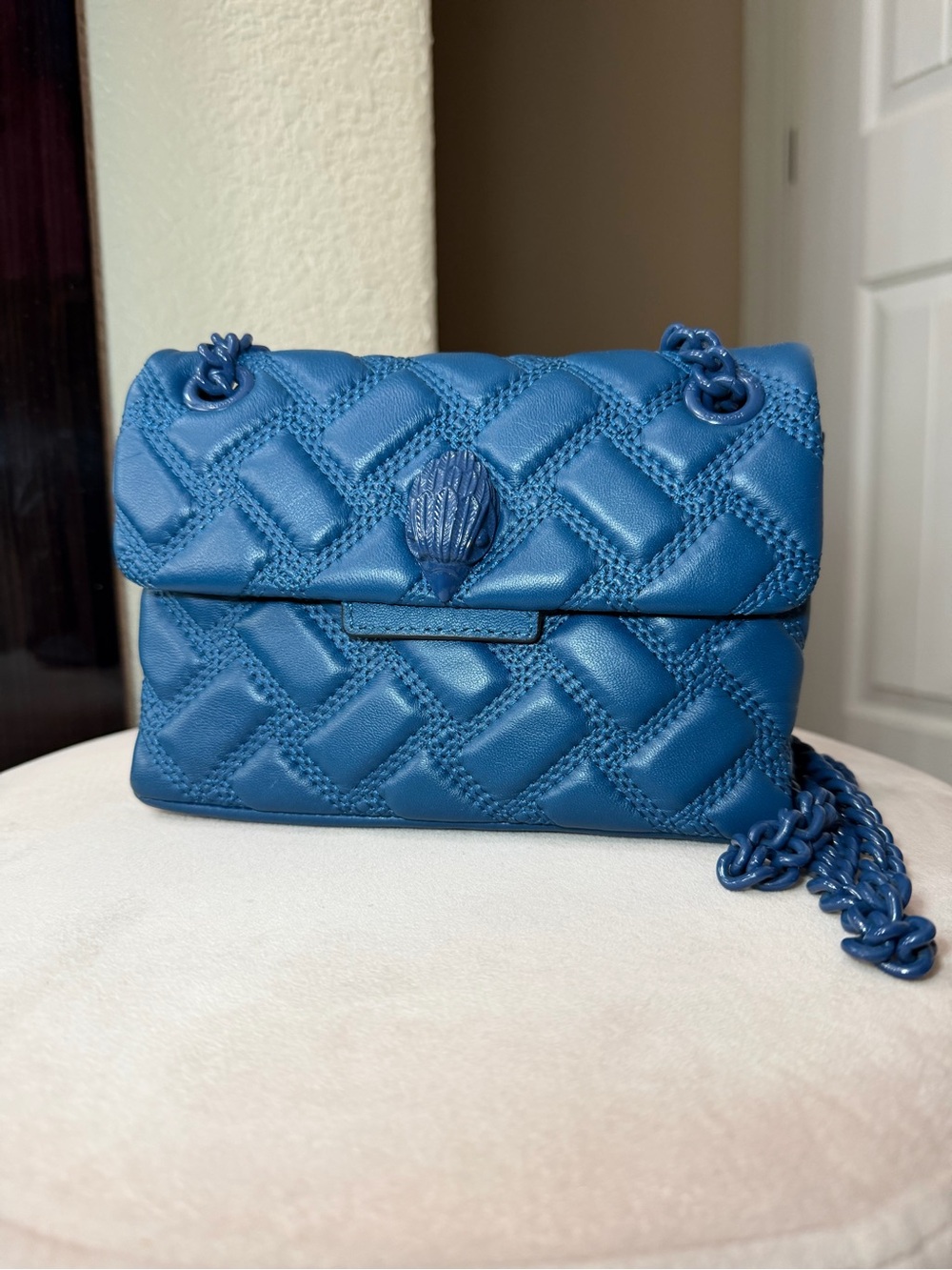Quilted Blue Chain Kurt Geiger Shoulder Bag